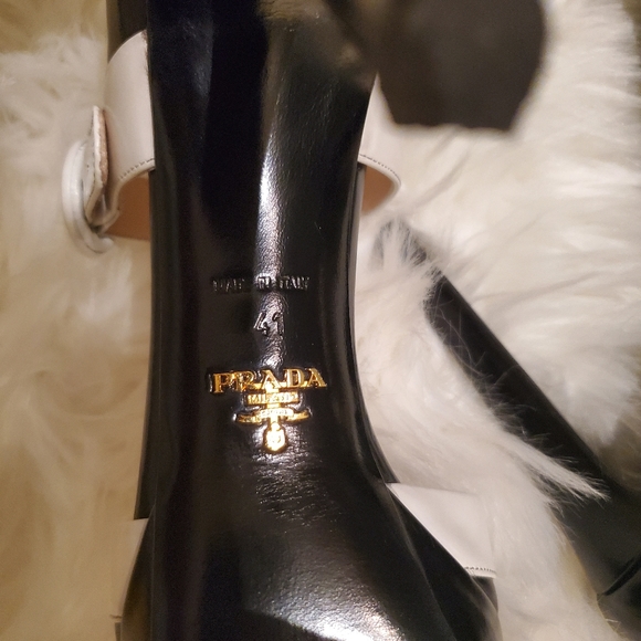 Prada Spazzolato Nero Talco Platform Heels - Picture 7 of 14